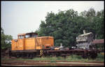 346649 mit einer interessanten Wagenladung am 20.5.1993 im BW Jerichow.