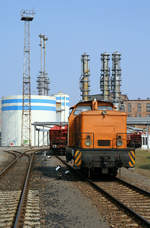 Solvay Alkali GmbH, Werk Bernburg, Lok 1 // Bernburg (Saale); Aufgenommen von einem öffentlichen Bahnübergang.