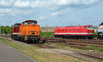 346 560 und 229 181 sonnten sich am 21.05.16 einen Moment in der Sonne. Sie standen zusammen mit 202 327 der LEG auf dem Gelände der CLR im Magdeburger Wissenschaftshafen.