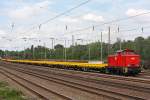 WFL Lok 19 (345 289) am 3.8.13 mit einem Bauzug in Dsseldorf-Rath.