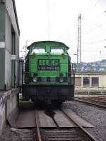V60-BUG-02 abgestellt vor der Drehscheibe im Siegener Bahnhof.