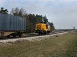 Die V 60 608 bei einer Rangierfahrt am 24.03.2012 vor dem Max Bgl Werk in Sengenthal.