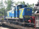 V60, BR 260, in aufflliger Lackierung der Mittelweserbahn am 28.04.2007 auf der Drehscheibe des Eisenbahnmuseum Bochum-Dahlhausen.