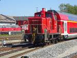 362 874 der RP Railsystems am 23.09.21 beim Rangieren in Mühldorf.