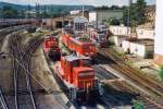 Sonntagsruhe In Aachen mit 362 915-1, 363162-9, 110159-1 und einige Triebzuge der Euregiobahn August 2001