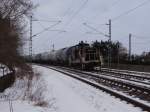 291 034-7 schleppte am 05.02.15 (späten Nachmittag) einen Kesselzug durch das Vogtland.