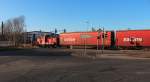 362 388-1 überquert am 12.02.2015 mit den leeren Güterwagen von der Schnellecke Logistics Sachsen GmbH/Sachsentrans die Leipziger Str.