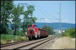 363 681 bringt am 02.07.08 FZT 56090 von Aalen nach Essingen(b Aalen), aufgenommen am Km 67,6 der Remsbahn (KBS 786) kurz vor Essingen.