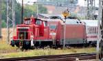 363 042-3 im Rangierdienst. Stralsund Hbf am 22.07.10 