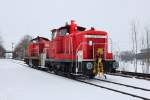 363 110 und 294 575 als T 77031 am 21.02.2013 in Thann-Matzbach.