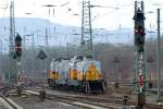 Die-Lei im Dreierpack, vorn die DLI 112, der Goliath (Kassel Hbf, am 11.01.2012).