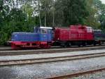 Die Deutz Rangierlok II und die V 45 des DDM am 20.09.2008 in Neuenmarkt-Wirsberg.