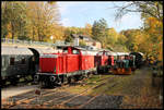 Herbststimmung bei den Osnabrücker Dampflok Freunden am Zechenbahnhof in Osnabrück am Piesberg.Am 29.10.2020 standen fotogen im Herbstlicht 212077-2, V 65002 und die ehemalige Deutz Werklok