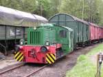 K 100 953 mit weiteren Gterwagen war im Auengelnde des Schwarzenberger Museums zu sehen