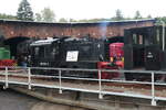 Ein K� LG II mit der Nummer 100 537 auf der Drehscheibe im ehemaligen Bahnbetriebswerk Schwarzenberg, das heutige Eisenbahnmuseum Schwarzenberg, zum Tag der Schiene am 20.09.