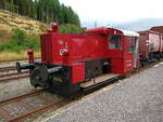 Die Köf 6586 (BR323) am 20.08.2022 beim 3seenbahn Bahnhofsfest in Seebrugg.