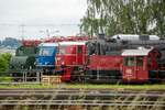 E71 19, 118 003-3, E19 12, 82 008 & DB 323 852-4 im DB Museum Koblenz, Juni 2024.