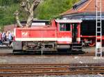 Eine Kleindiesellok der DB-Baureihe 332 im Eisenbahnmuseum Bochum-Dalhausen am 19. April 2009.