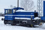 Jaeger Bernburg 335 014-7  Elli  am 13.02.2021 in Angersdorf. Durch den Schnee waren keine Bauzugeinsätze auf der KBS 590 möglich.