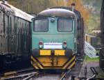 Eine alte Deutz rangierlok steht abgestellt in Hombourg(B) bei regnerischen Novemberwetter am Nachmittag vom 16.11.2014.