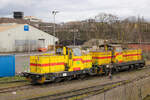 R4 (Henschel 32566/1983) und R1 (Henschel 31071/1965) am 14.03.2026 in Dillingen (Saar)