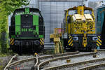 Die Diesellokomotive 203-BUG-07 stand Mitte April 2024 neben WLH 54 der Westfälische Lokomotiv Fabrik Karl Reuschling in Hattingen. (Standort: Fußweg Eickener Straße)