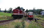 Scheindoppelausfahrt mit 199 861-6 und 187 011-2 als P8952 (Eisfelder Talmühle - Quedlinburg).

Stiege, 12. August 2017