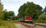 199 030 erreicht mit ihrem Sonderzug von Kemmlitz nach Oschatz am 10.09.17 den Bahnhof Altmügeln.