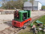 Diese Feldbahndiesellok wurde,im Technikpark Grimmen,nach der Winterpause,am 05.Mai 2018,wieder startklar gemacht.