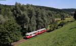 VT 8 und VS 14 der SAB als SAB-Sommerferien-Express (Schelklingen-Offenhausen) bei Offenhausen 21.8.13