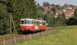 VT 8 und VS 14 der SAB als SAB-Sommerferien-Express (Schelklingen-Offenhausen) bei Gomadingen 21.8.13