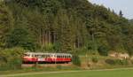 VT 8 und VS 14 der SAB als SAB-Sommerferien-Express (Schelklingen-Mnsingen) bei Htten 21.8.13