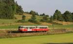 VT 8 und VS 14 der SAB als SAB-Sommerferien-Express (Schelklingen-Mnsingen) bei Oberheutal 21.8.13