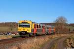 Ein VT2e der HLB bei Hundstadt auf der Taunusbahn, aufgenommen am 03.12.16.