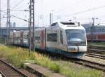 VT 116 der BOB, ein Integral der Bayerischen Oberlandbahn in Mnchen-Hackerbrcke, 19.08.2005  