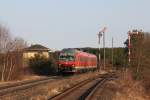 610 017 als RE 3564 am 08.03.2011 bei Hiltersdorf.