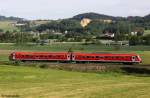 DB Regio 610 513-3 + 013-4 als RE 3589 Nrnberg - Furth, KBS 875 Schwandorf - Furth im Wald, fotografiert bei Kothmailing am 26.05.2012