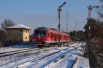 Nun hat das Motiv endlich mal bei Sonne geklappt.:-)  610 020 als RE 3560 in Hiltersdorf.(8.12.12)