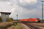 Ein Pendolino fhrt am nachmittags nicht besetzten Stellwerk Luitpoldhtte vorbei Richtung Amberg. (Blick nach Westen am 5.9.12)