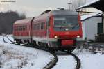 610 010 mit dem RE 3521 von Nrnberg Hbf nach Neustadt (Waldnaab) kurz vor der Endstation, 30.11.2012