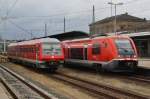 Hier links 610 505-0 als Leerzug und rechts 641 039-2 als RE3048 von Hof Hbf.