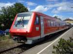 Dieseltriebwagen 611 mit 2mal 750PS max.160Kmh 116t Dienstgewicht  von Adtranz gebaut von 1996-97  gesehen im Bahnhof von Aulendorf/Oberschwaben Aug.2008