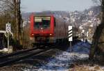 611 022 und 611 009  sprinten  bei ihrer Reise von Basel nach Ulm auch durch Markdorf, das sie bereits hinter sich gelassen haben, 03.01.11