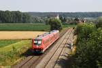 611 037 + 018 als IRE 3354 am 11.07.2015 bei Mochenwangen.