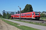 7.8.2016 - die Formsignale in Niederbiegen standen noch, nur wenige Wochen später wurde der Bahnhof umgebaut, die Formsignale sind nun Geschichte, hier der IRE Sprinter zwischen Ulm und Basel