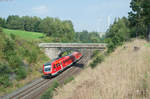 612 488 mit dem RE3428 von Hof nach Nürnberg bei Schwingen, 02.09.2016