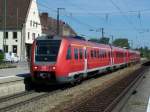 Die Br.612 076-0 fuhr am 20.05.07 nach Nrnberg Hbf, hier bei der Durchfahrt des Bahnhofs Donauwrth.