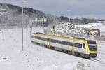 Auf der Fahrt von Ulm nach Aulendorf befindet sich 612 637, am 17.01.2018 unterwegs als RB 22695, kurz vor dem nächsten Halt, Biberach (Riß).