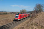 612 062 als RE 5286 aus Cheb nach Nürnberg Hbf  bei Seußen, 27.02.2017