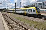 612 072-8 fährt am 31.05.2019 als IRE3258 von Aulendorf in den Stuttgarter Hauptbahnhof ein.